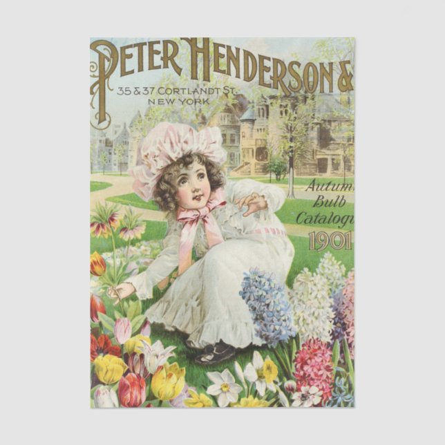 Papel De Seda Catálogo de Sementes Antigas Peter Henderson 1901, (Frente )