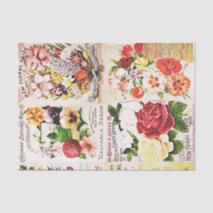 Papel De Seda Catálogo de Sementes de Flor Vintage Antiquado