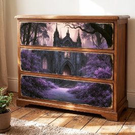 Papel De Seda Catedral Dark Fantasy Floresta Roxa Gótica