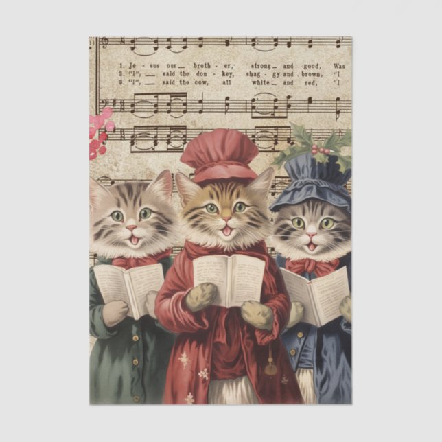 Papel De Seda Cats Cantantes de Natal (Frente )
