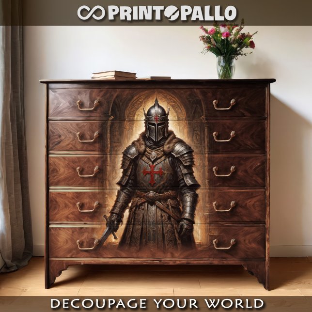 Papel De Seda Cavaleiro cruzado segurando espada em uma cripta (Criador carregado)