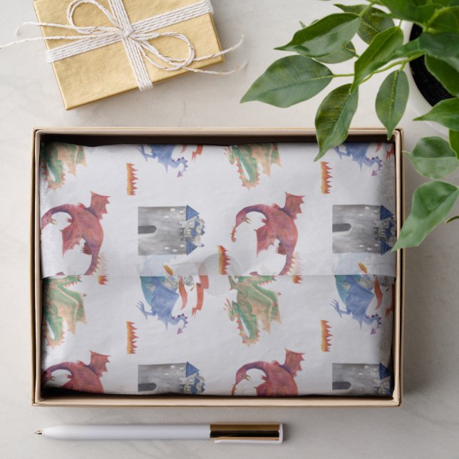 Papel de Seda Cavaleiro e Dragão (Presente)