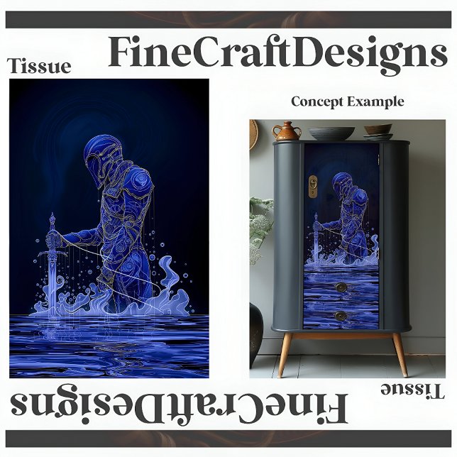 Papel De Seda Cavaleiro Nobre Azul Com Espada Decoupage Esquerdo (Criador carregado)