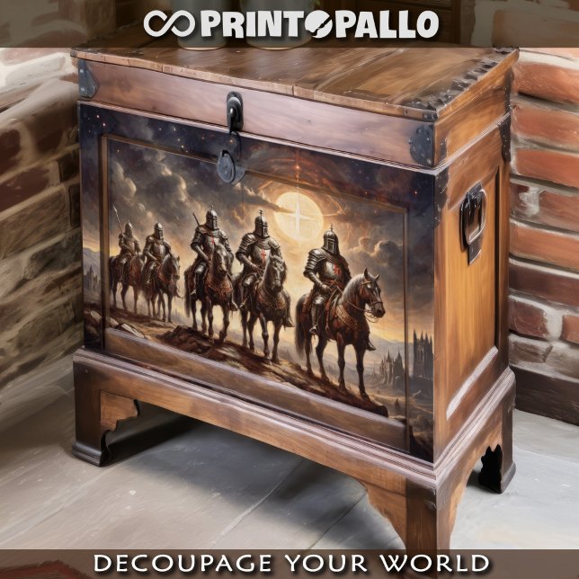 Papel De Seda Cavaleiros cruzados marchando no cavalo (Criador carregado)