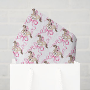 Papel De Seda Cavalgada de Cavalos Derby Rosa em Aquarela e Arco
