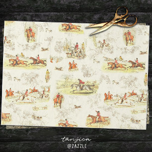 Papel De Seda Cavalheiros Ingleses de Classe Vintage Caça com Cã