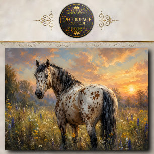 Papel De Seda Cavalo Appaloosa Prado do Pôr do Sol