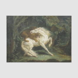 Papel De Seda Cavalo Atacado por um Leão (por Théodore Géricault