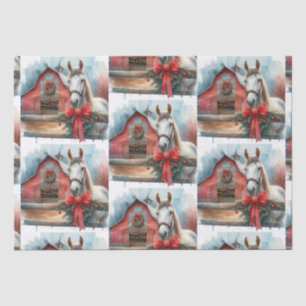 Papel De Seda Cavalo Branco Fazenda Festiva Natal