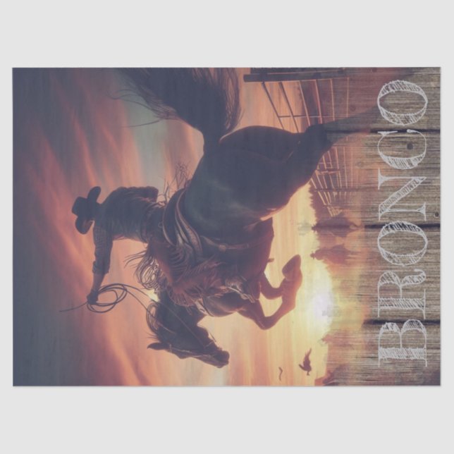 Papel De Seda Cavalo Bronco Ocidental do Cowboy (Frente )