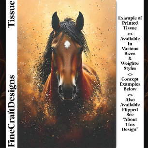 Papel De Seda Cavalo Castanho, Dourado & Preto DF1L Decoupage