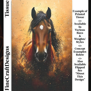 Papel De Seda Cavalo Castanho, Dourado & Preto DF1R Decoupage