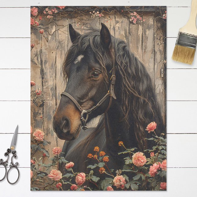 Papel De Seda Cavalo com Flores Rosa (Criador carregado)