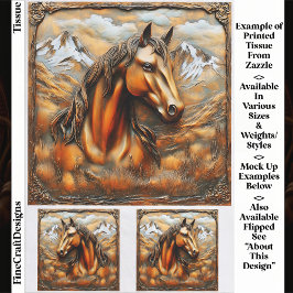 Papel De Seda Cavalo da Montanha em Bronze Relevado Decoupage EK