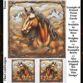 Papel De Seda Cavalo da Montanha em Bronze Relevado EK7L Decoupa