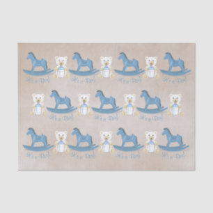 Papel De Seda Cavalo de balanço azul é UM MENINO!