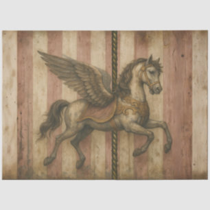 Papel De Seda Cavalo de Carrossel Antigo Pegasus Carnaval Anti
