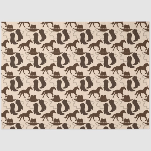 Papel De Seda Cavalo de Chapéu do Cowboy Ocidental Boots (Frente )