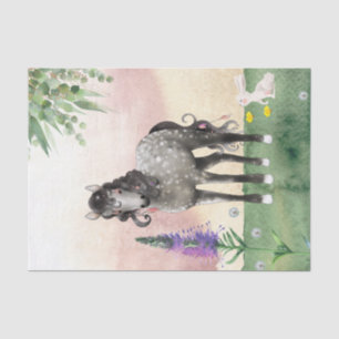 Papel De Seda Cavalo de Cinza bonito de maçã em Prado e Flores
