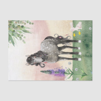 Papel De Seda Cavalo de Cinza bonito de maçã em Prado e Flores