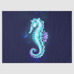 Papel De Seda Cavalo de Gelo Cristal em Fundo Azul
