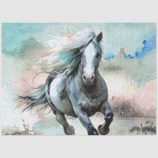 Papel De Seda Cavalo de Trato Majestoso Aquarela