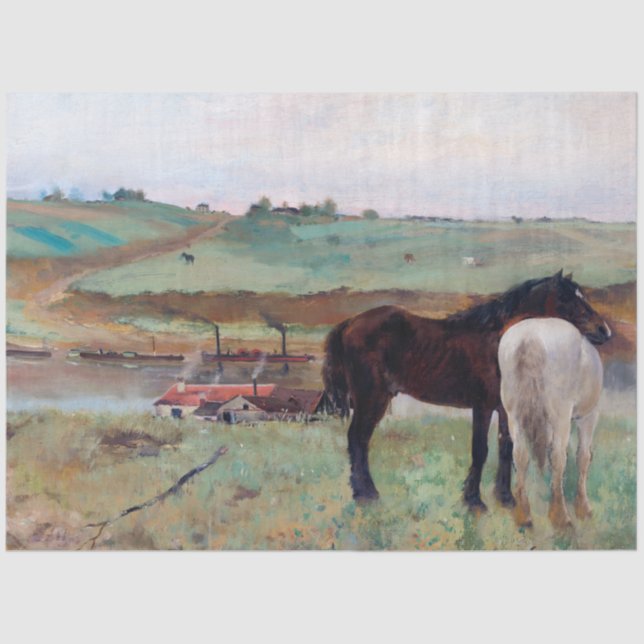 Papel De Seda Cavalo em um campo, Edgar Degas (Frente )