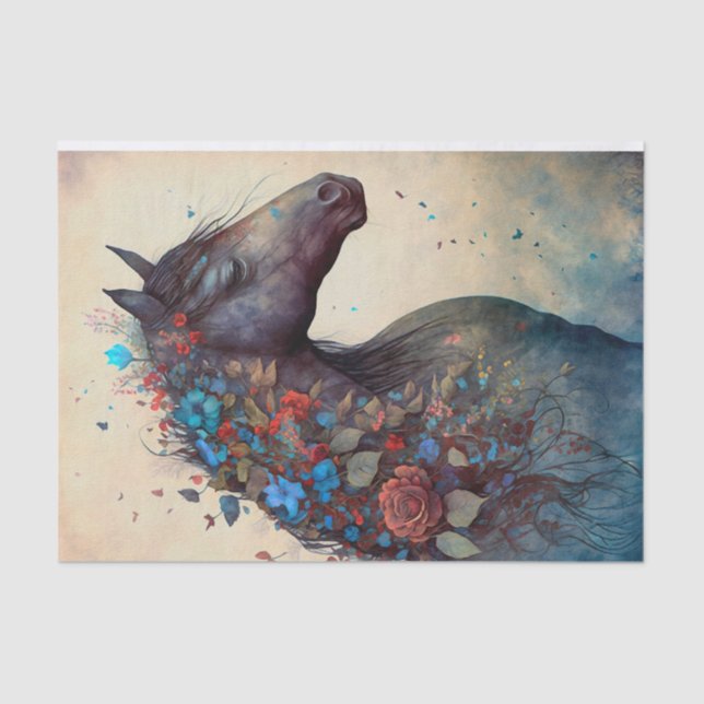 Papel De Seda Cavalo Floral Elegante (Frente )