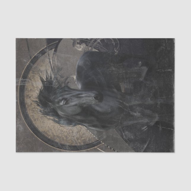 Papel De Seda Cavalo Frísia Gótico (Frente )