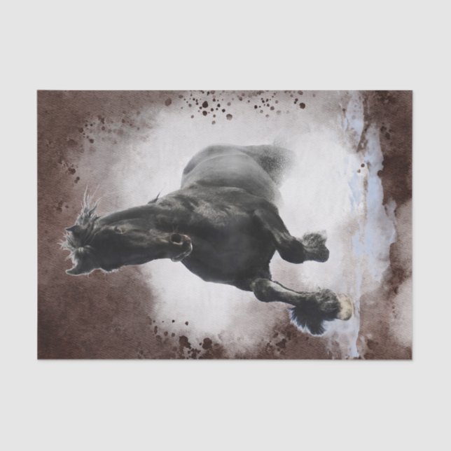 Papel De Seda Cavalo Frísia Negro (Frente )