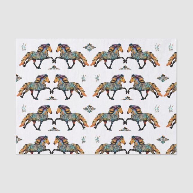 Papel De Seda Cavalo Islandês Pop Art (Frente )