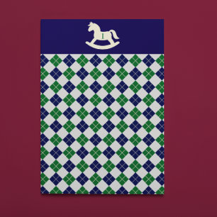 Papel De Seda Cavalo Mecedor Preppy Argyle 1º Aniversário