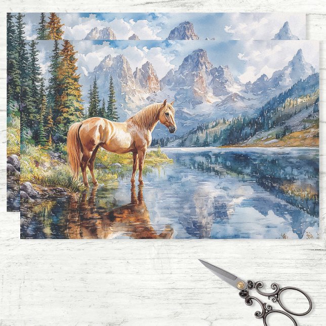 Papel De Seda Cavalo pela Decoupage Cênica do Lago (Criador carregado)