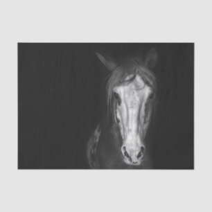 Papel De Seda Cavalo Preto Branco Moderno