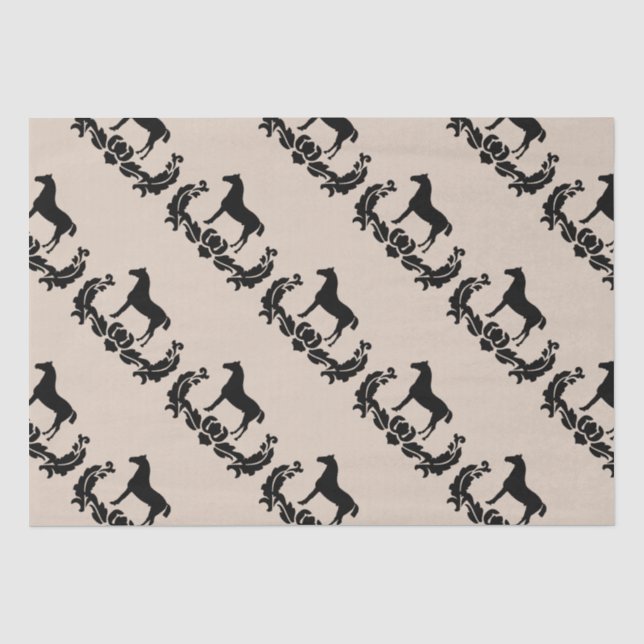 Papel De Seda Cavalo Preto e Branco (Frente )