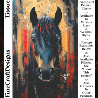 Papel De Seda Cavalo Preto Ousado Garanhão Retrato DE8R Decoupag