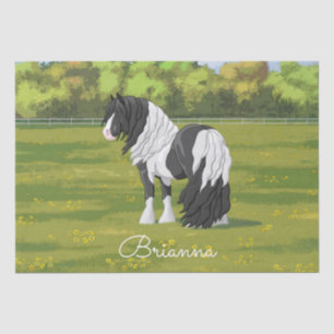 Papel De Seda Cavalo Preto Pinto Piebald Vanner