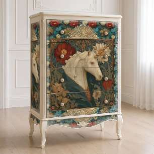 Papel De Seda Cavalo Unicórnio Art Nouveau Estilo William Morris