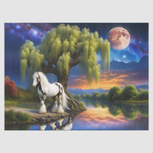 Papel De Seda Cavalo Vanner Gypsy - Árvore selvagem N Lua cheia