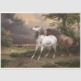 Papel De Seda Cavalos Assustados pela Tempestade (por Carle Vern