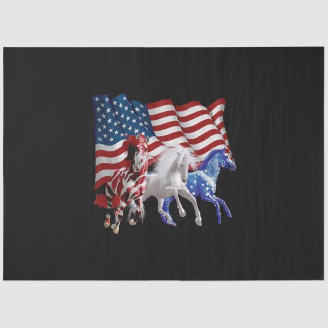 Papel De Seda Cavalos - Bandeira Americana (Frente )