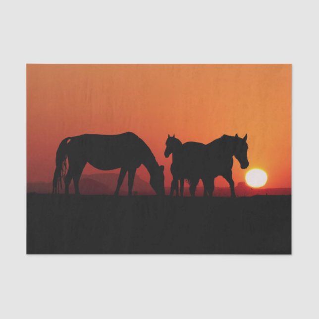 Papel De Seda Cavalos de Cowboy Ocidentais Sunset 15 Decoupage (Frente )