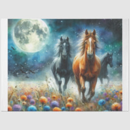 Papel De Seda Cavalos de flor selvagem