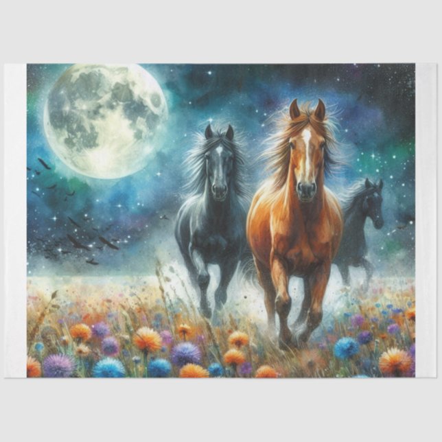 Papel De Seda Cavalos de flor selvagem (Frente )