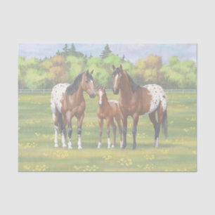 Papel De Seda Cavalos De Marrom Da Baía Appaloosa Em Pastagem D