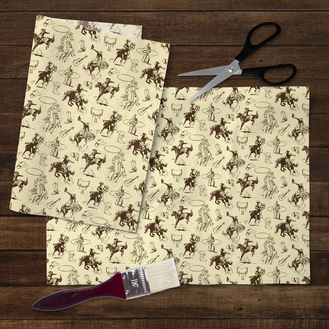 Papel De Seda Cavalos de Rodeio de Cowboy Ocidental Decoupage (Criador carregado)
