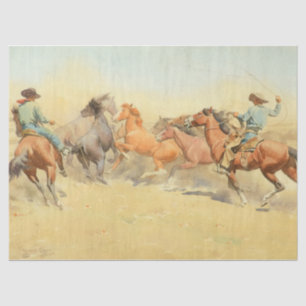 Papel De Seda Cavalos de Roping por Maynard Dixon