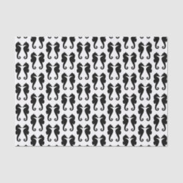 Papel De Seda Cavalos do Mar Negro em Branco