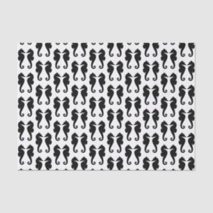 Papel De Seda Cavalos do Mar Negro em Branco