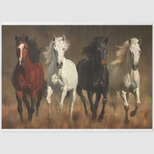 Papel De Seda Cavalos Galopando Através Da Decoupage De Grasslan